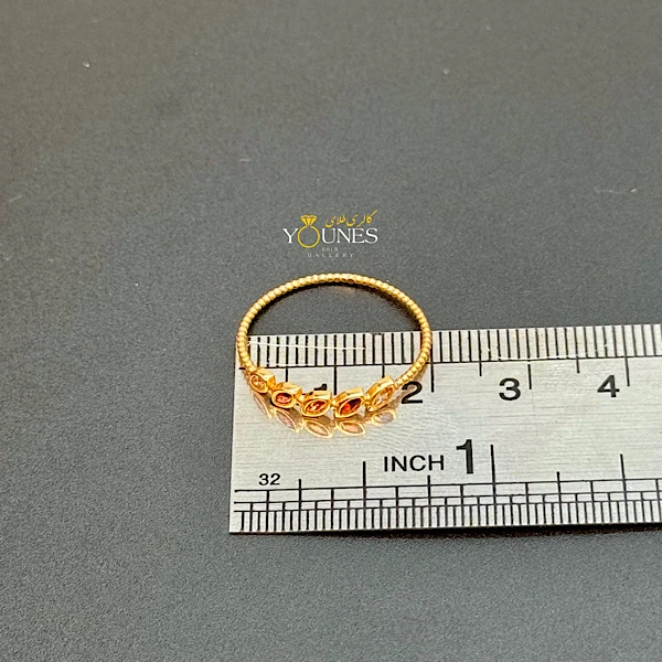 انگشتر نگین رز گلد قرمز بیضی طلا